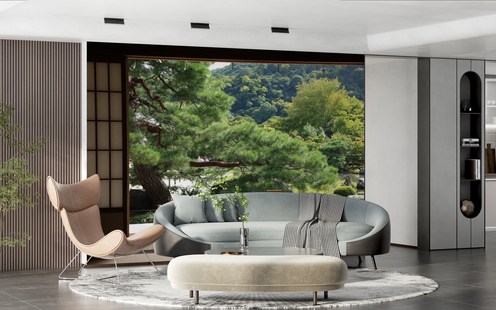 Fototapeten Garten im japanischen Stil mit einer privaten Terrasse