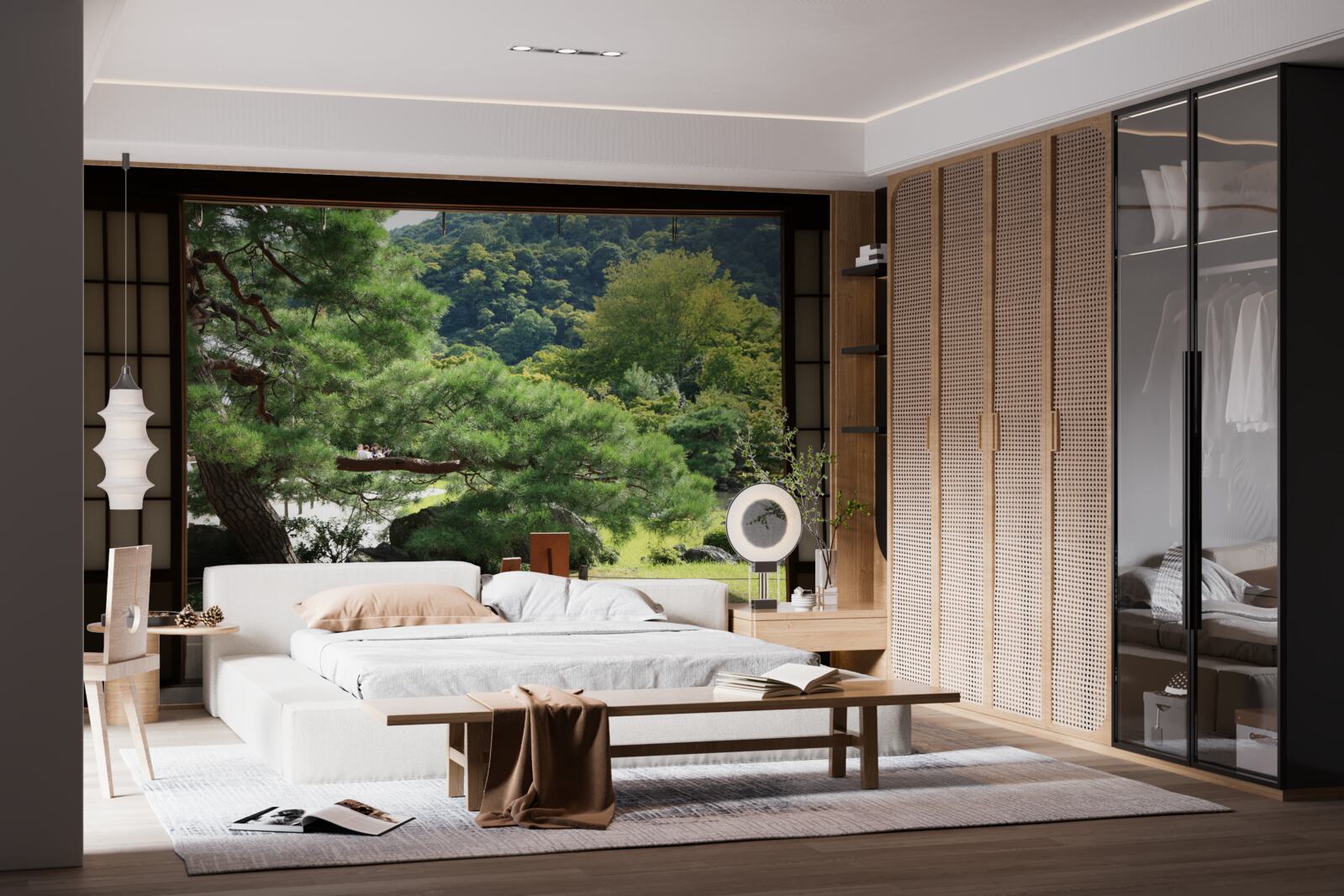 Fototapeten Garten im japanischen Stil mit einer privaten Terrasse