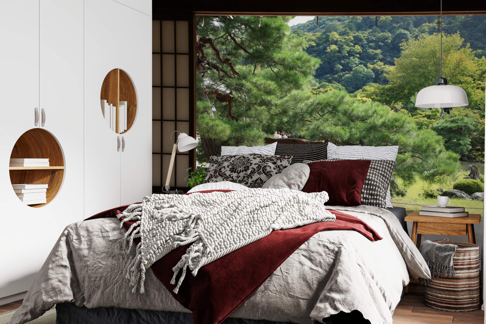 Fototapeten Garten im japanischen Stil mit einer privaten Terrasse