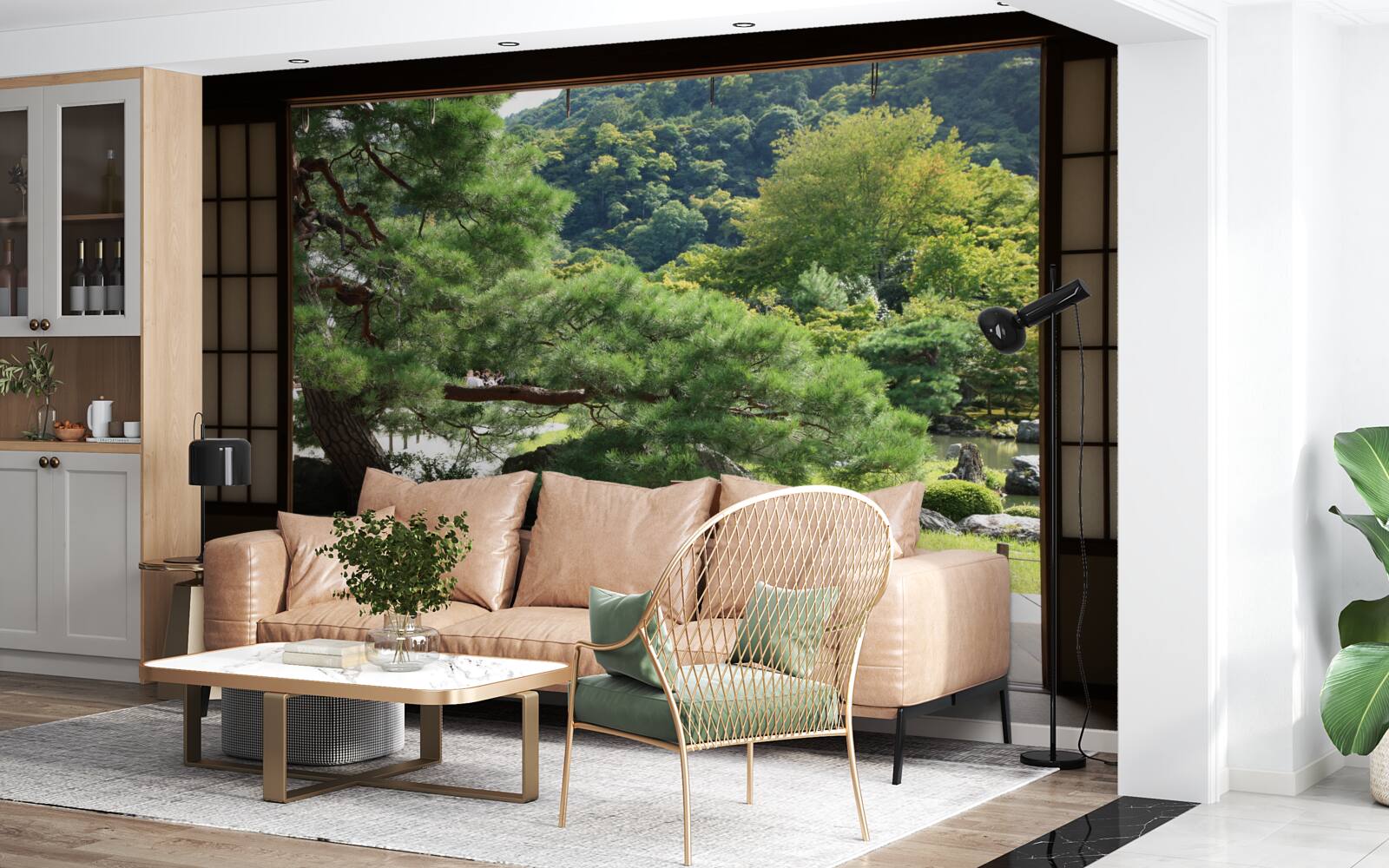 Fototapeten Garten im japanischen Stil mit einer privaten Terrasse