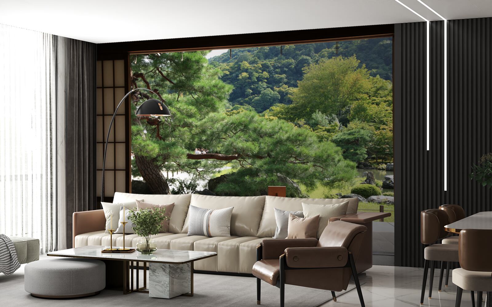 Fototapeten Garten im japanischen Stil mit einer privaten Terrasse