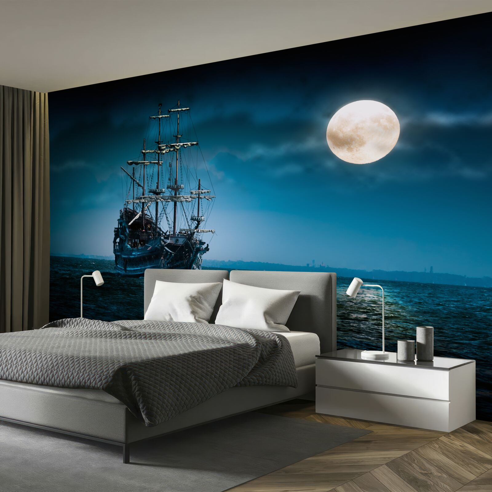 Fototapeten Ein altes Segelschiff steht am Anker