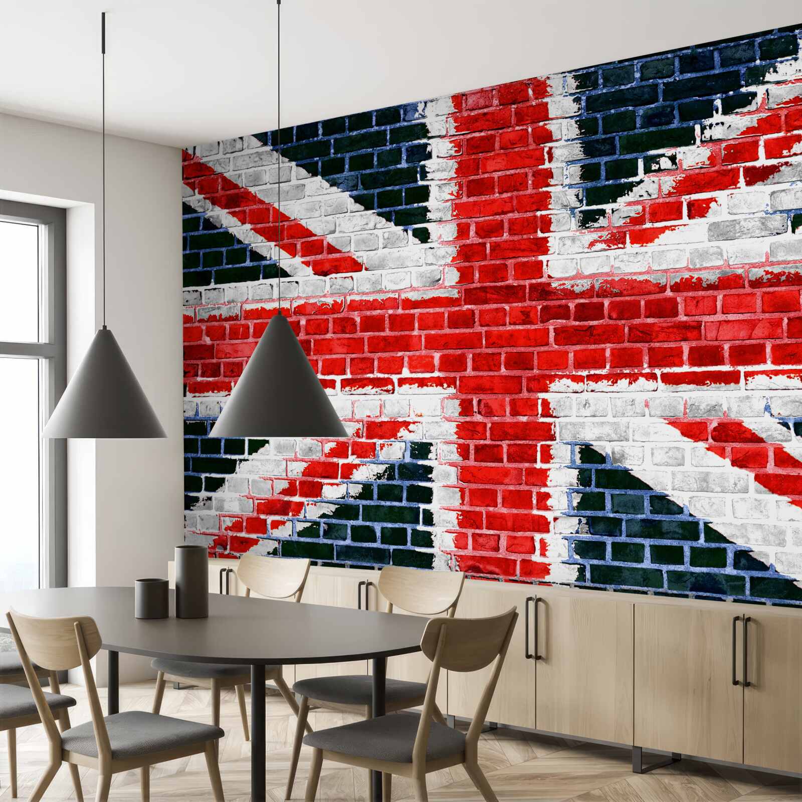 Fototapeten Flagge von England an der Mauer