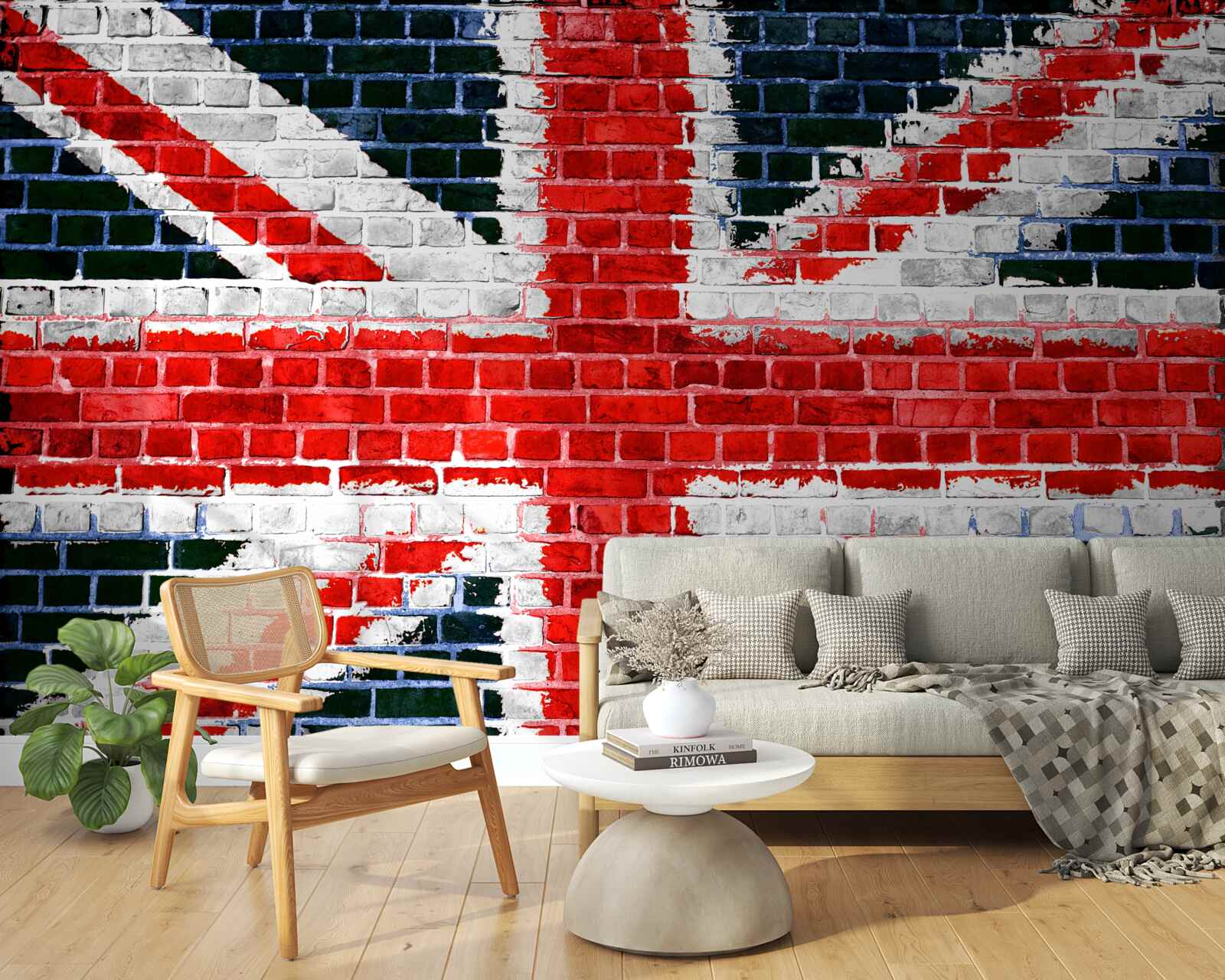 Fototapeten Flagge von England an der Mauer