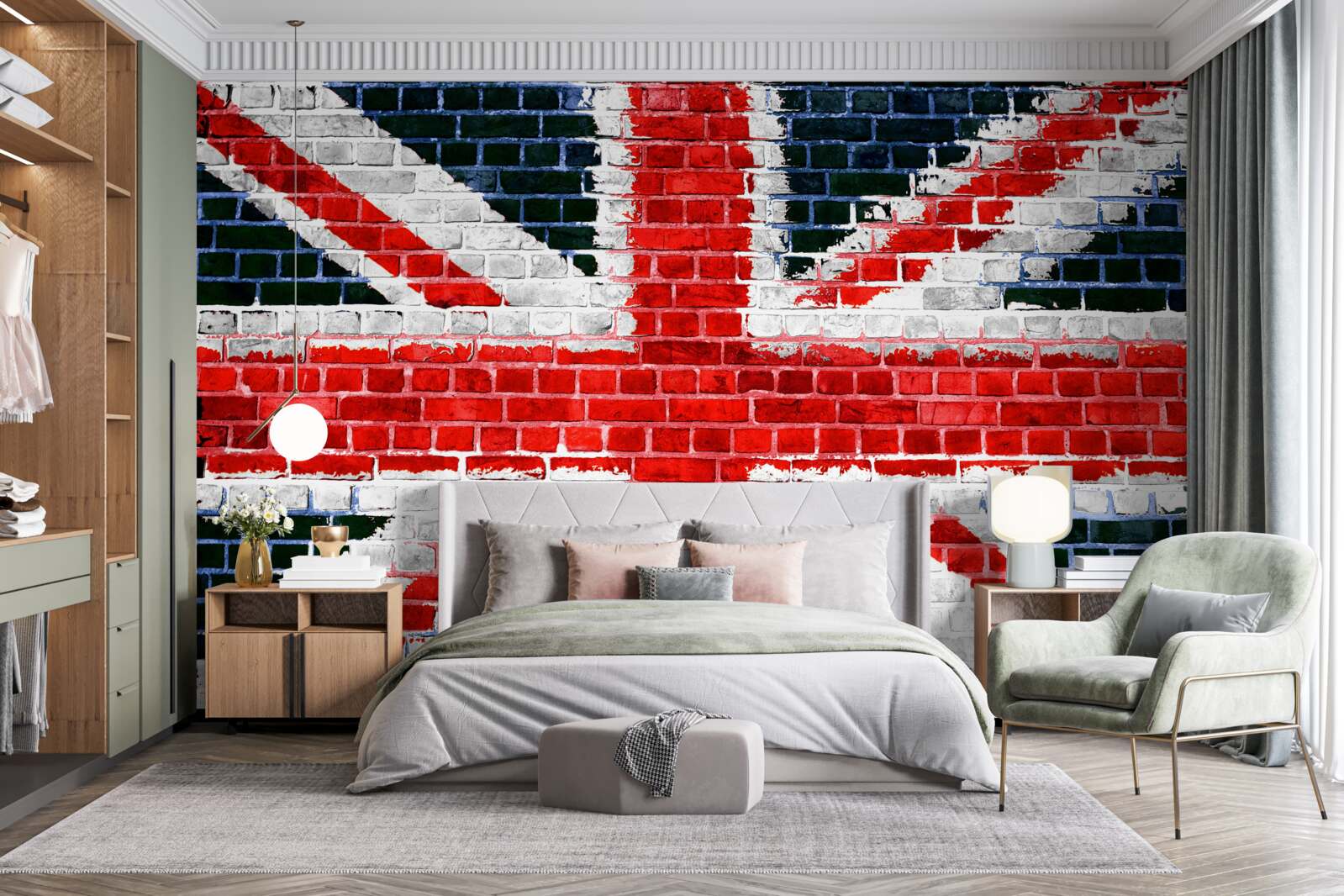 Fototapeten Flagge von England an der Mauer