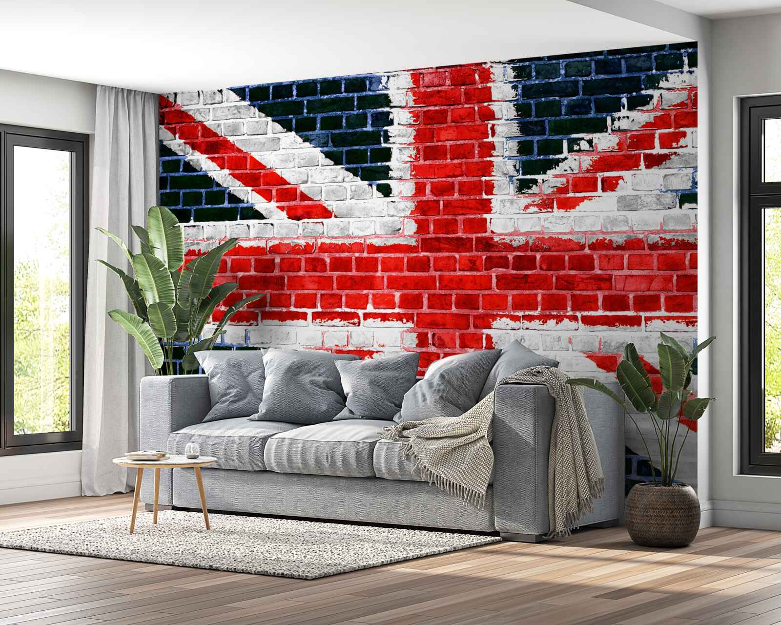 Fototapeten Flagge von England an der Mauer