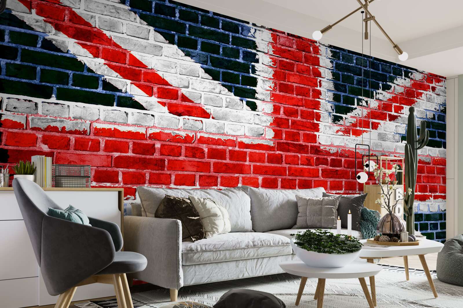 Fototapeten Flagge von England an der Mauer