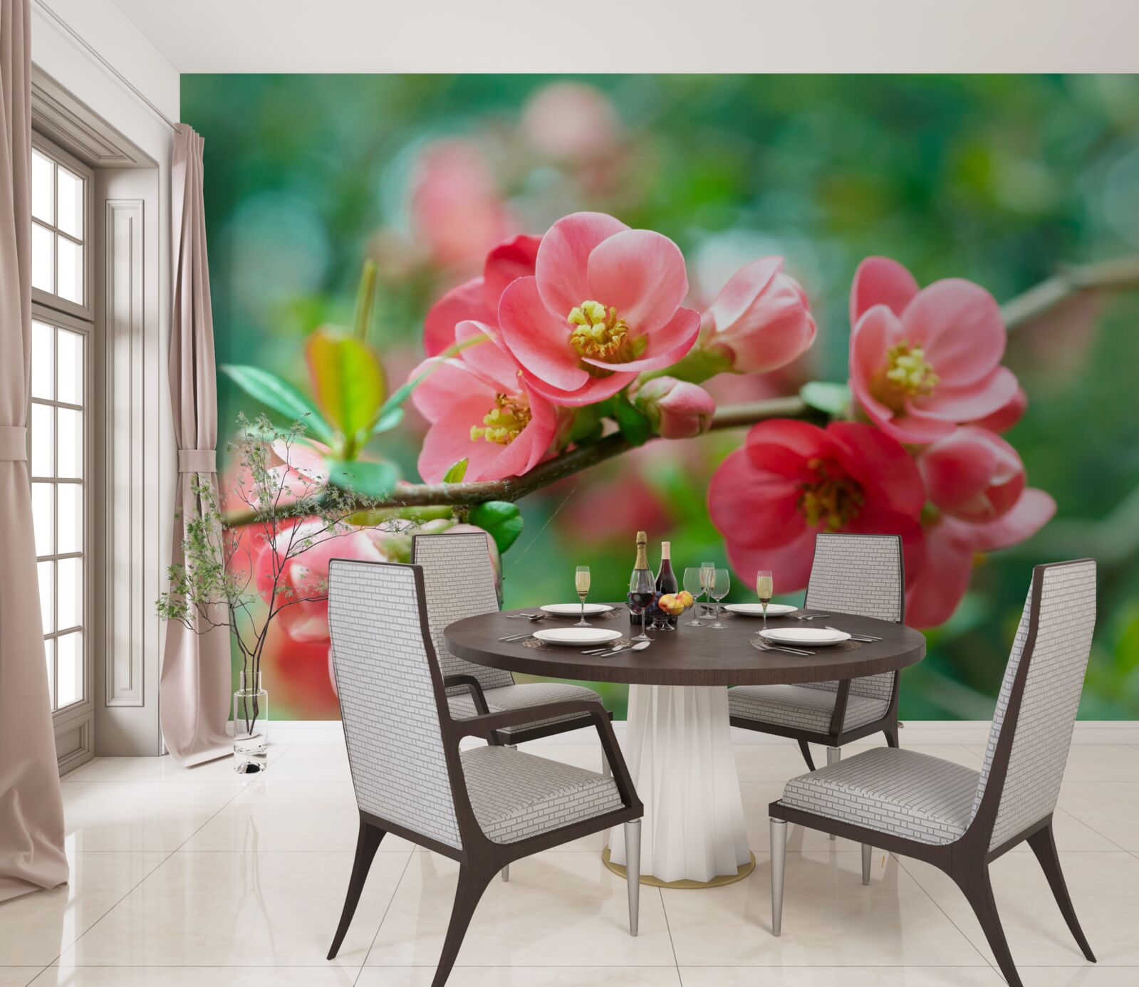 Fototapeten Rote Obstbäume Blumen
