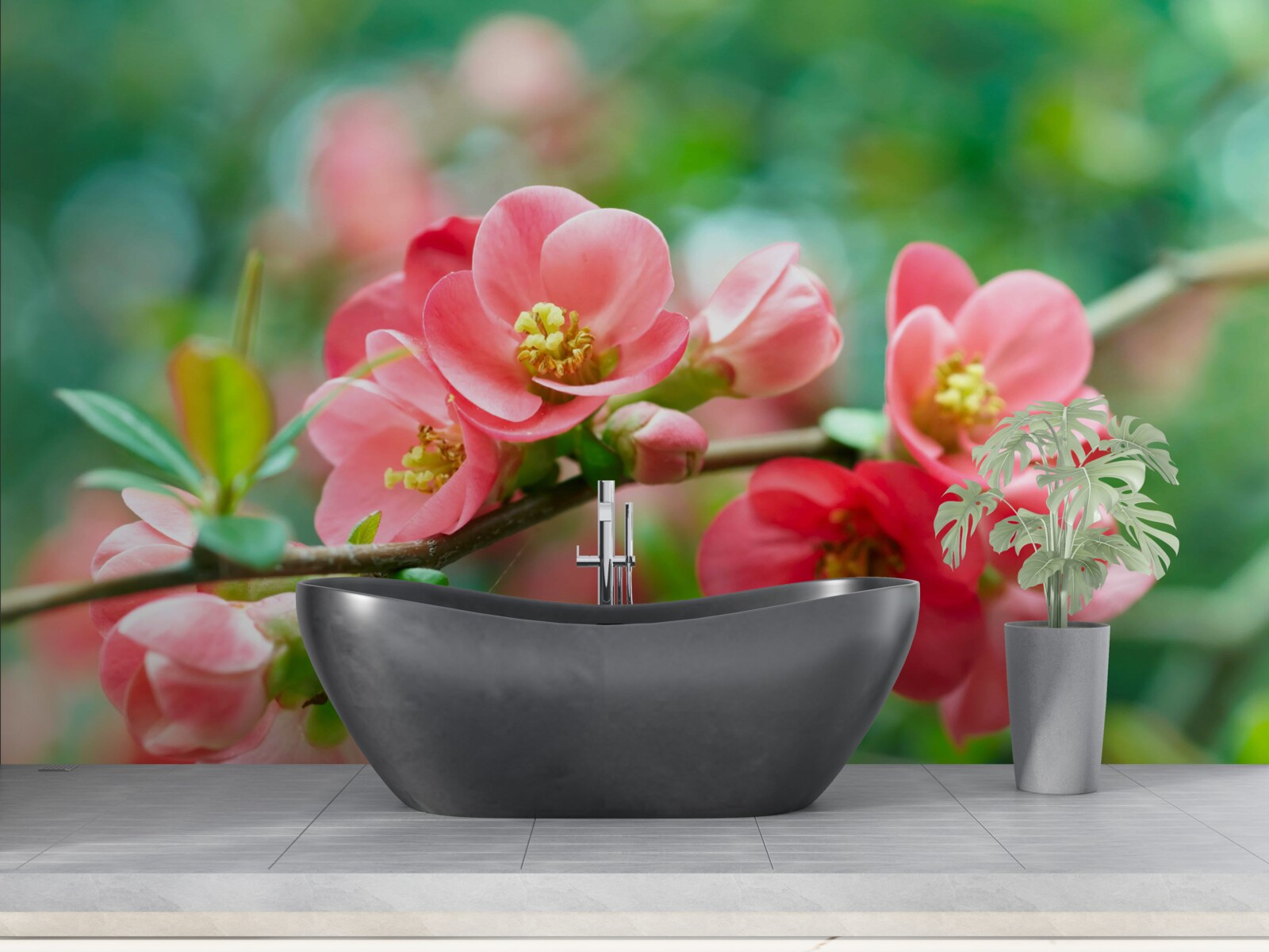 Fototapeten Rote Obstbäume Blumen