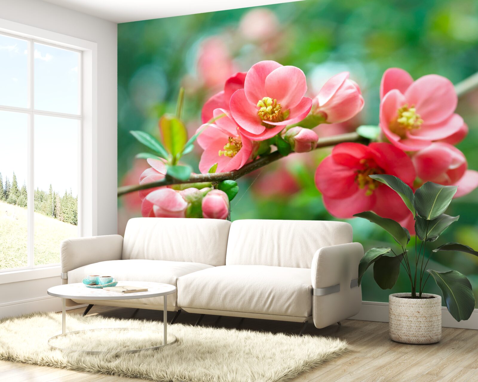 Fototapeten Rote Obstbäume Blumen