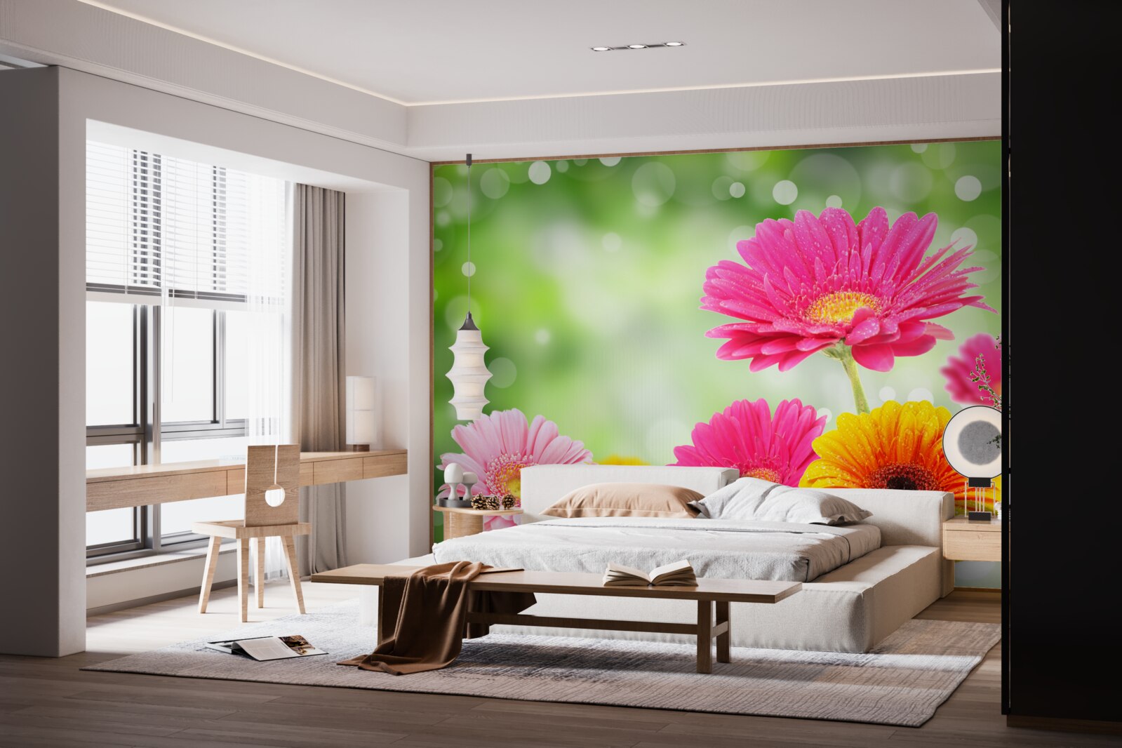Fototapeten Gerberas glänzt unter Regentropfen