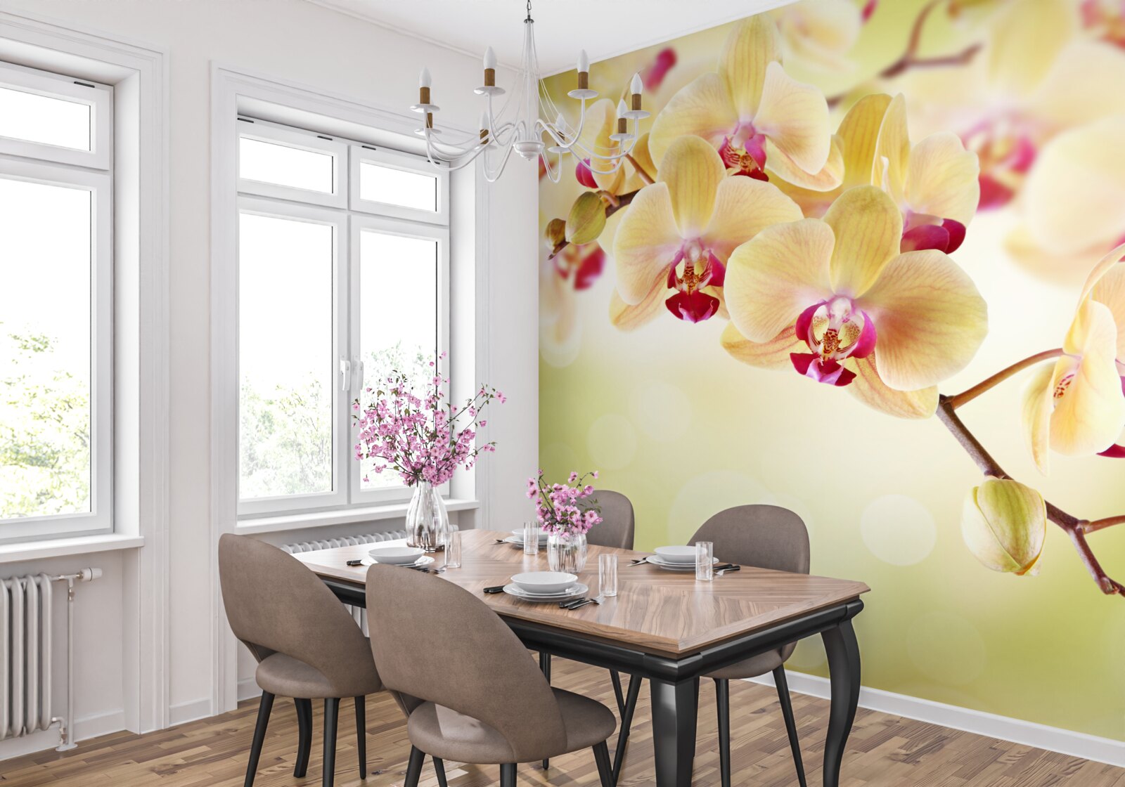 Fototapeten Weiche Creme Orchidee mit anmutigen Knospen
