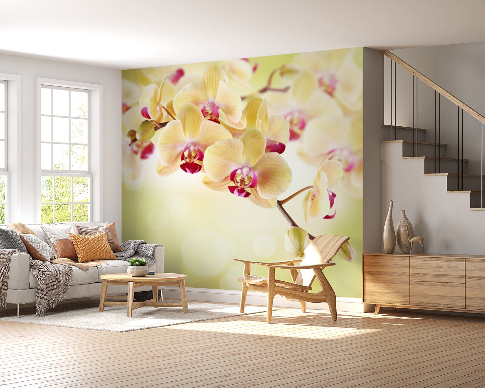 Fototapeten Weiche Creme Orchidee mit anmutigen Knospen