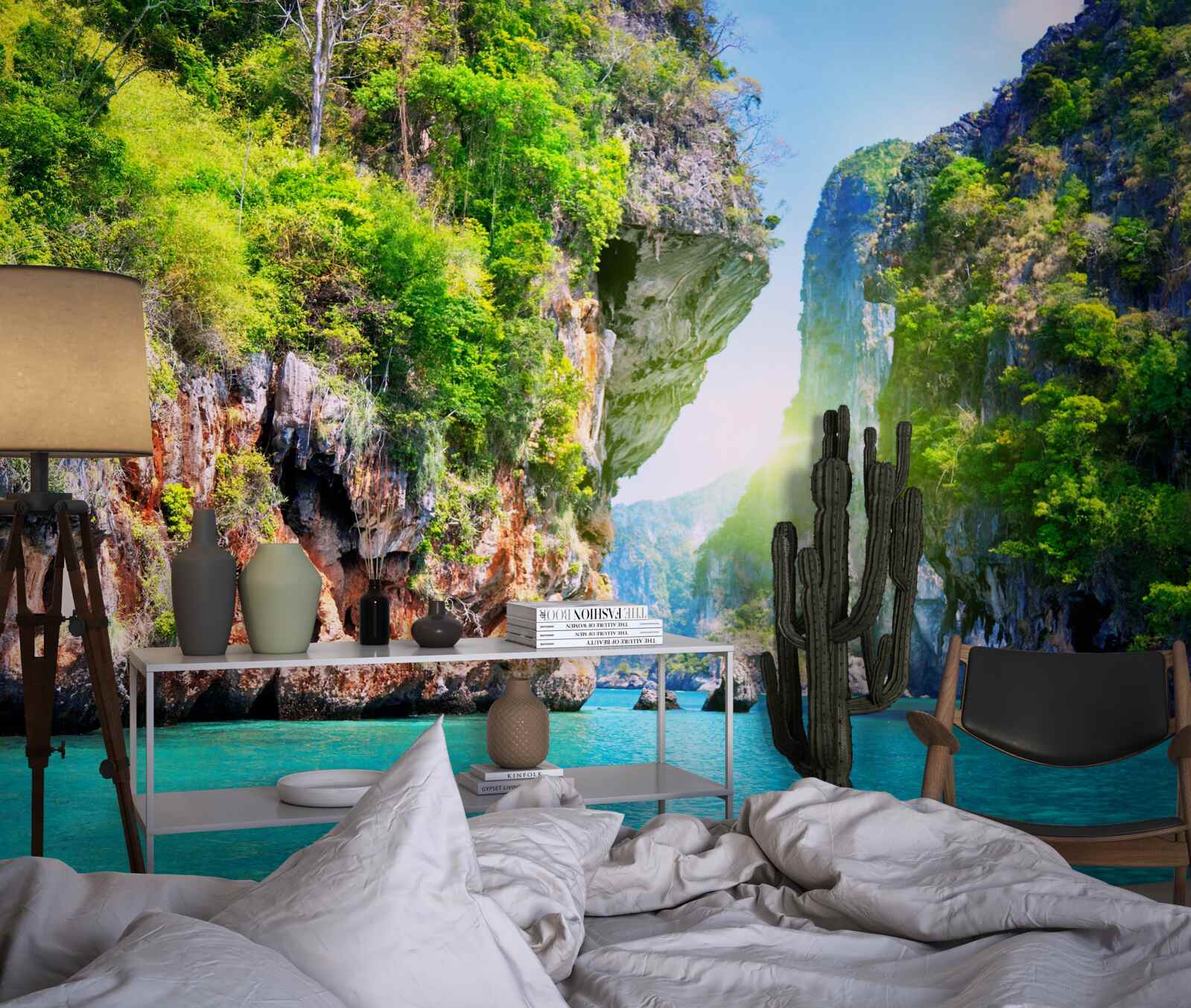 Fototapeten Grüne thailändische schwimmende Inseln