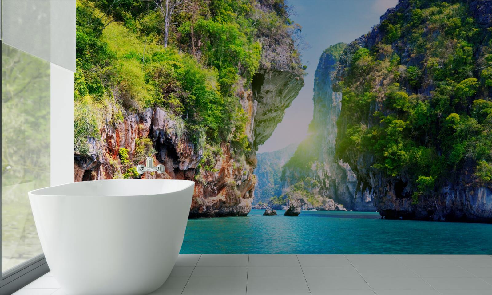 Fototapeten Grüne thailändische schwimmende Inseln