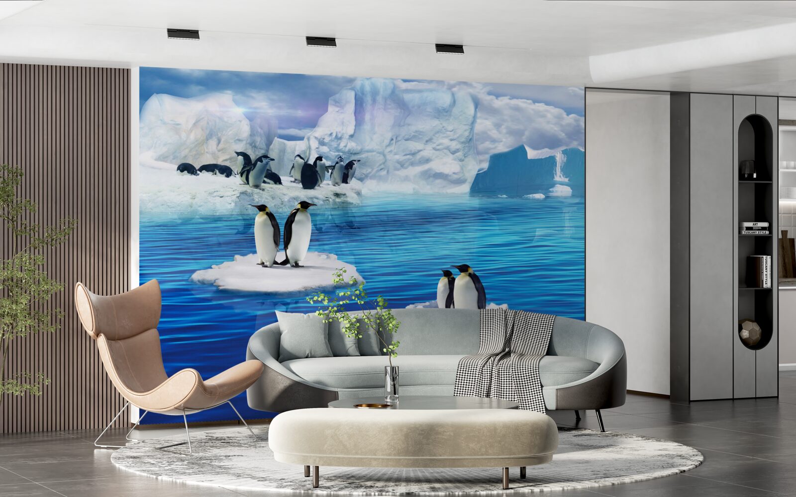Fototapeten Penguin -Familien auf Eisplattformen
