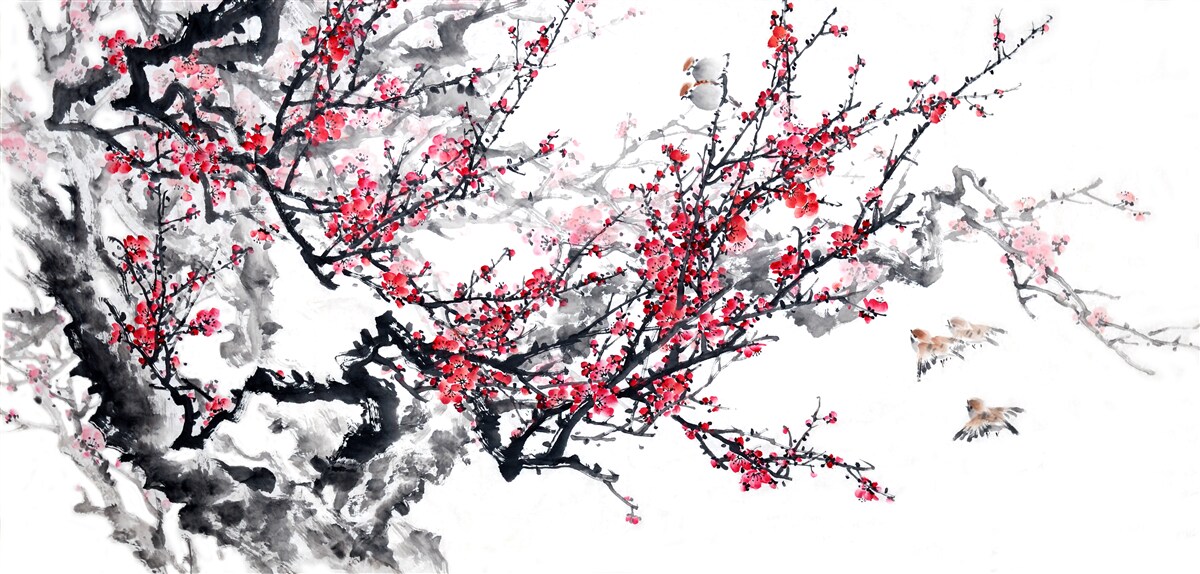 Fototapeten Sakura Blütenstände blühen auf dem Baum