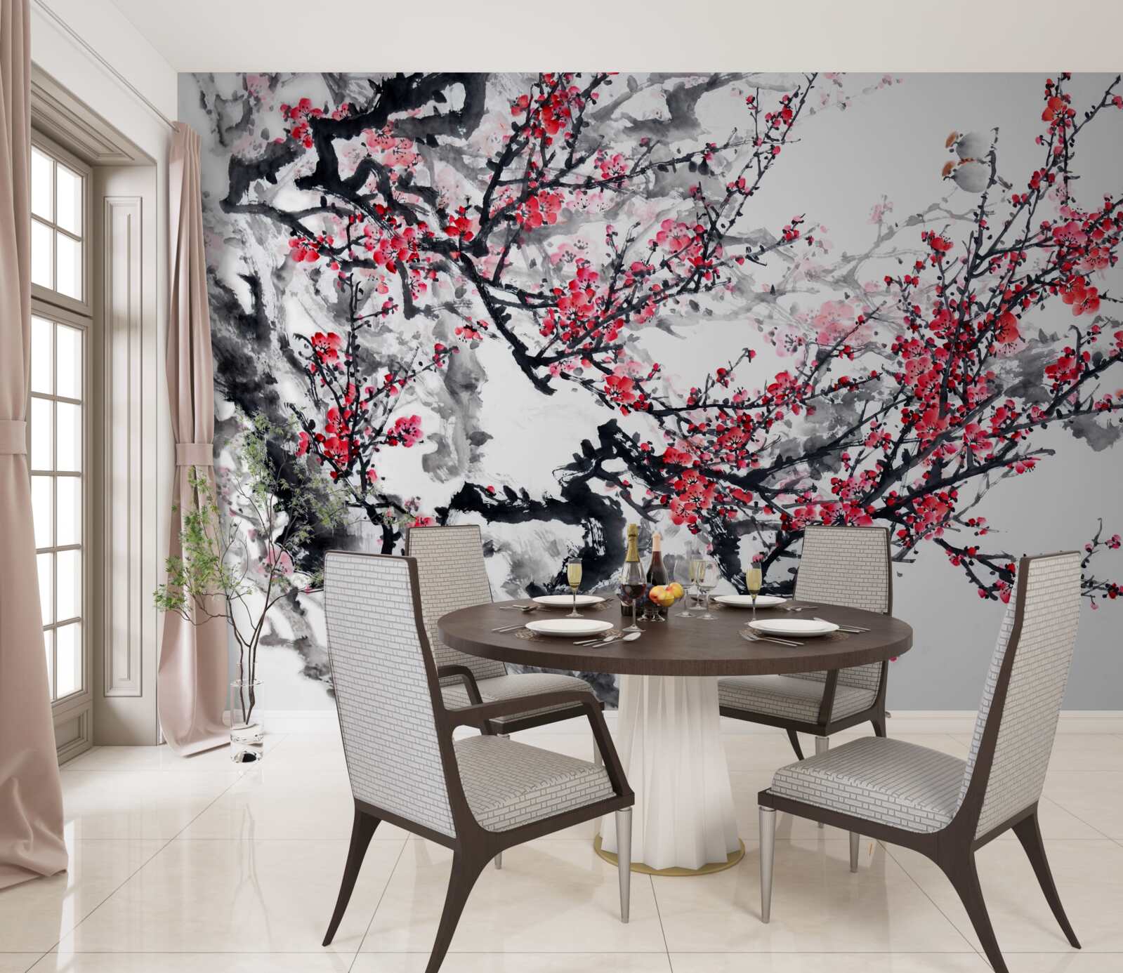Fototapeten Sakura Blütenstände blühen auf dem Baum
