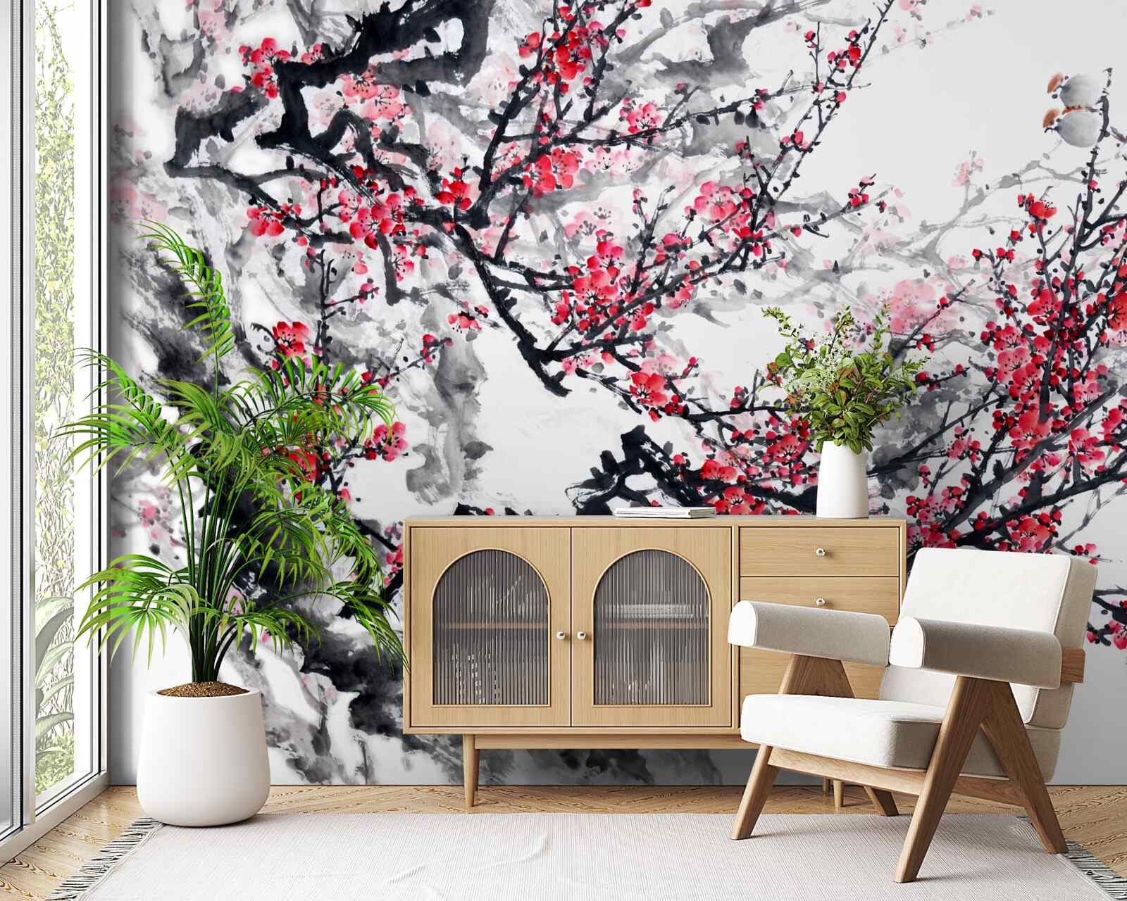 Fototapeten Sakura Blütenstände blühen auf dem Baum