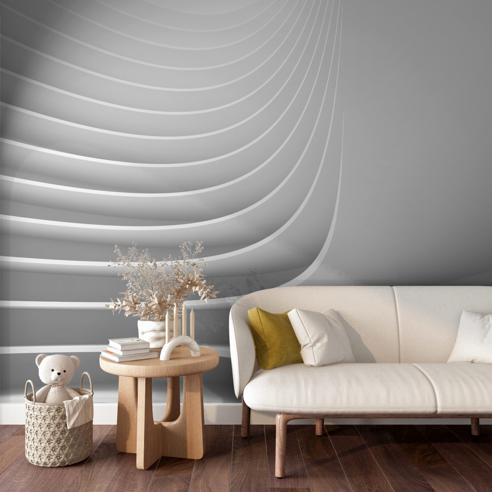 Fototapeten Glatte horizontale Linien mit einem geometrischen Muster