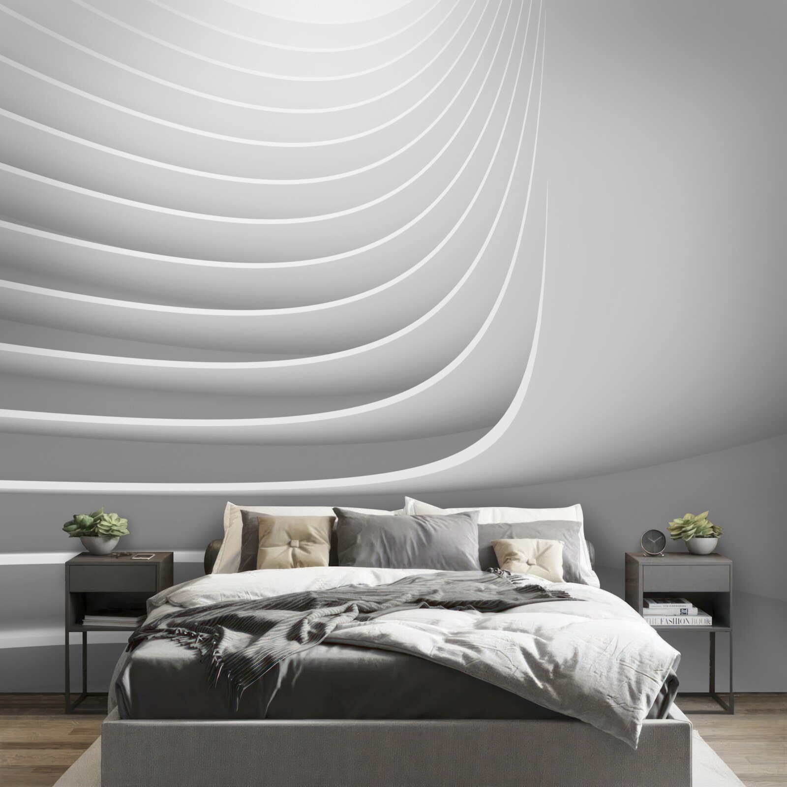 Fototapeten Glatte horizontale Linien mit einem geometrischen Muster