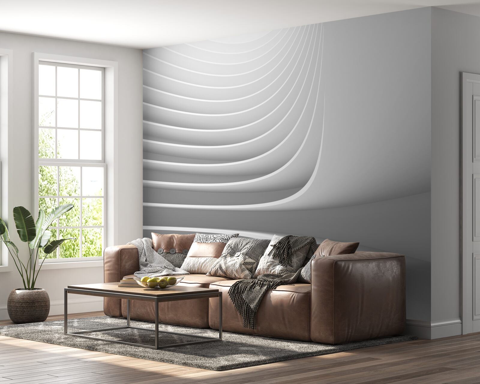 Fototapeten Glatte horizontale Linien mit einem geometrischen Muster