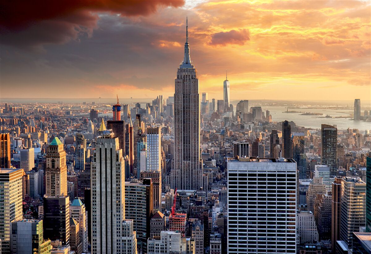 Fototapeten Erstaunliche Aussicht auf die wichtigsten Wolkenkratzer von New York Cloud