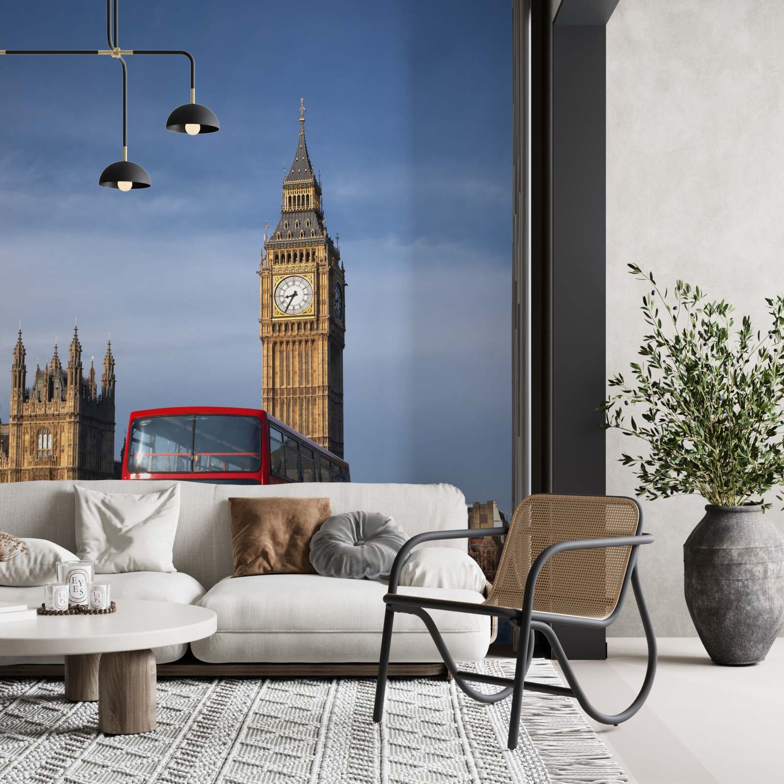 Fototapeten Ein Bus mit Passagieren von Big Ben Blätter