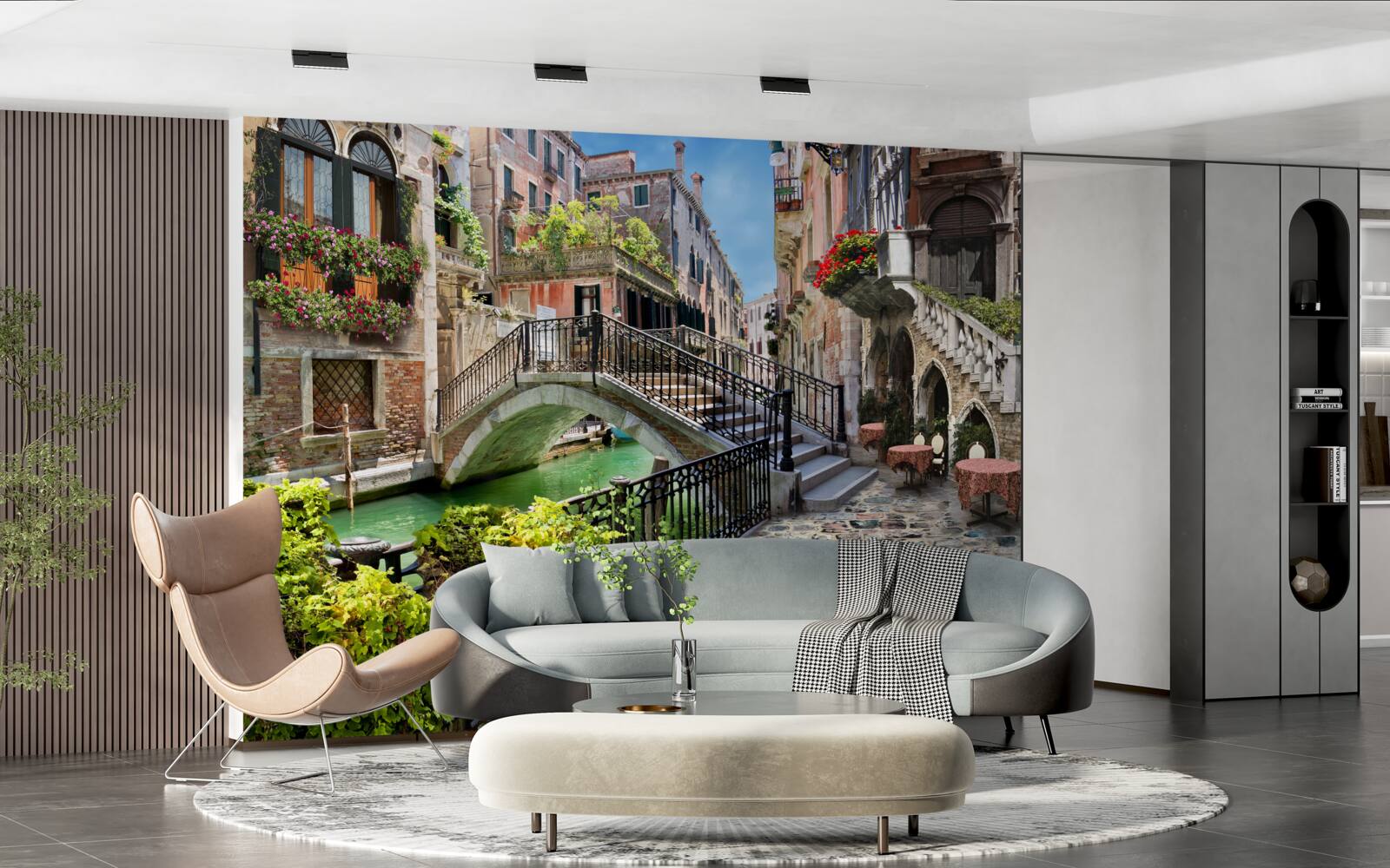 Fototapeten Zerstörte Brücke über den venezianischen Kanal