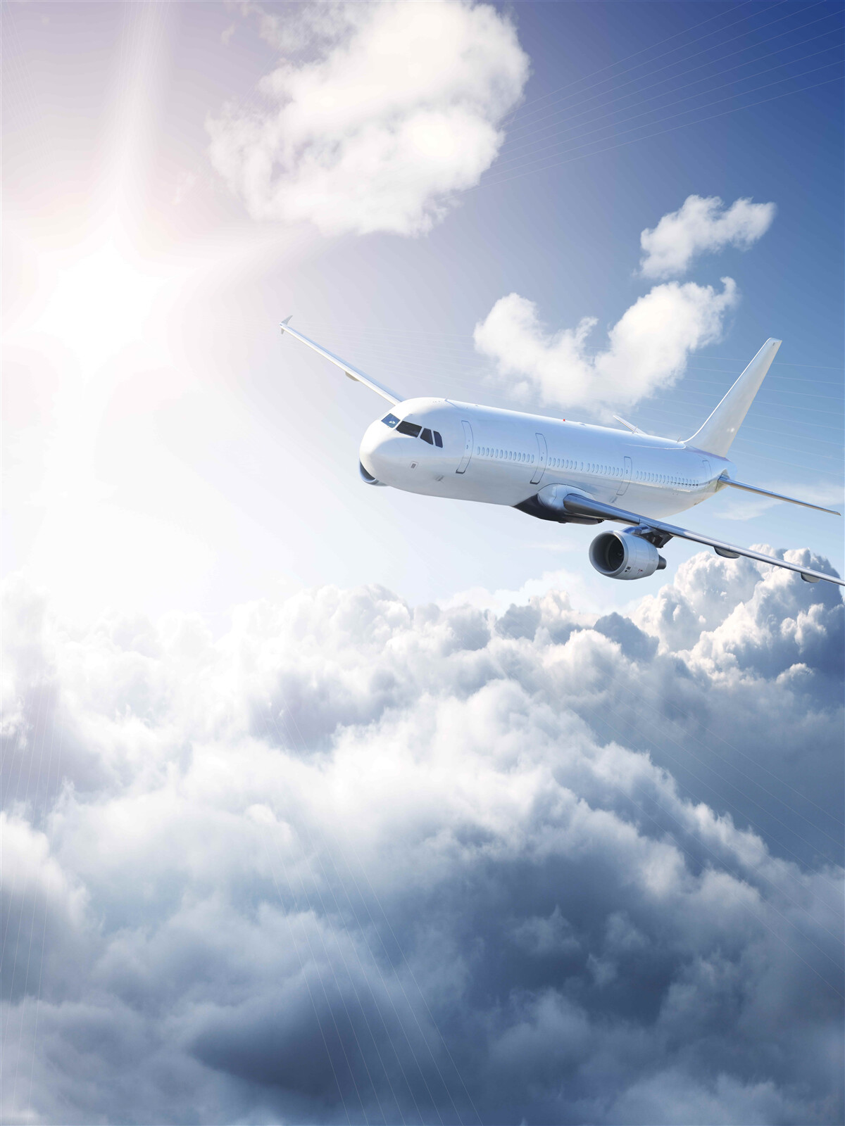 Fototapeten Das Flugzeug für Passagiere erhebt sich in die Luft