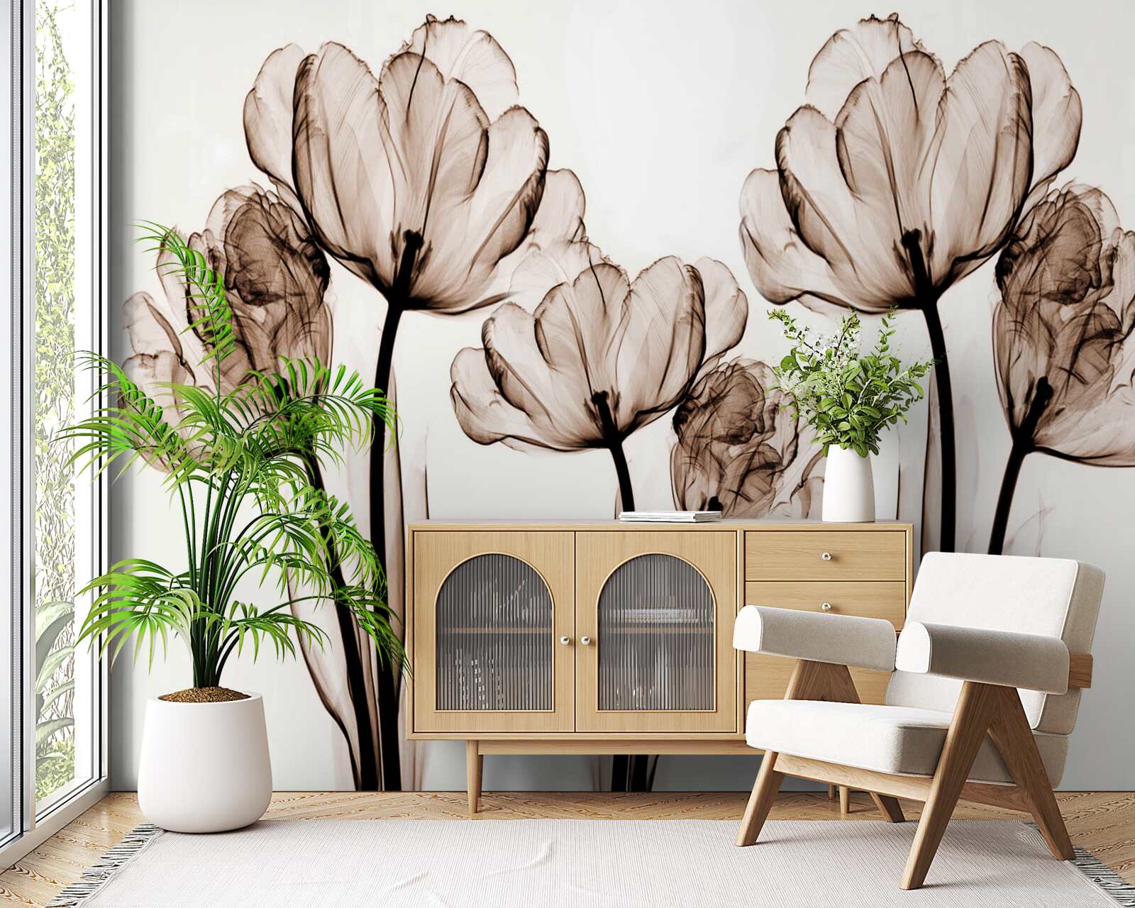 Fototapeten Zarte und anmutige Blumen mit transparenten Knospen