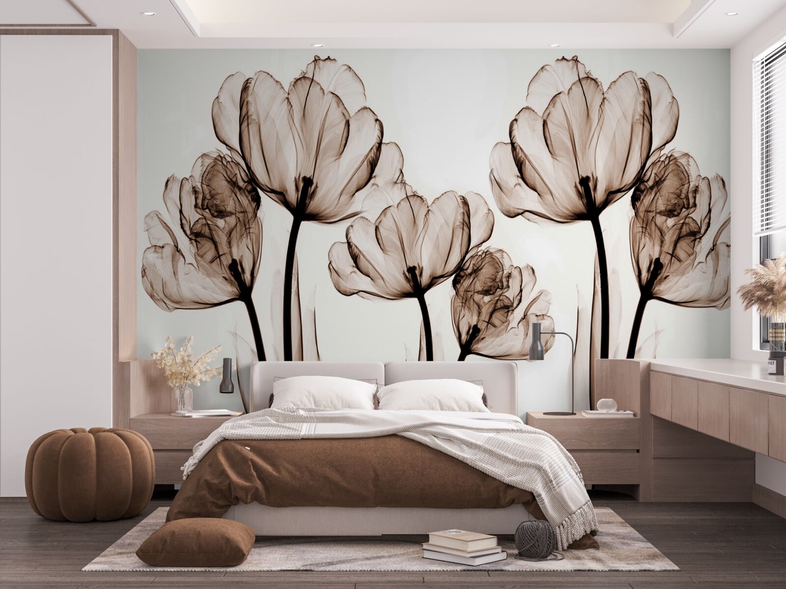 Fototapeten Zarte und anmutige Blumen mit transparenten Knospen