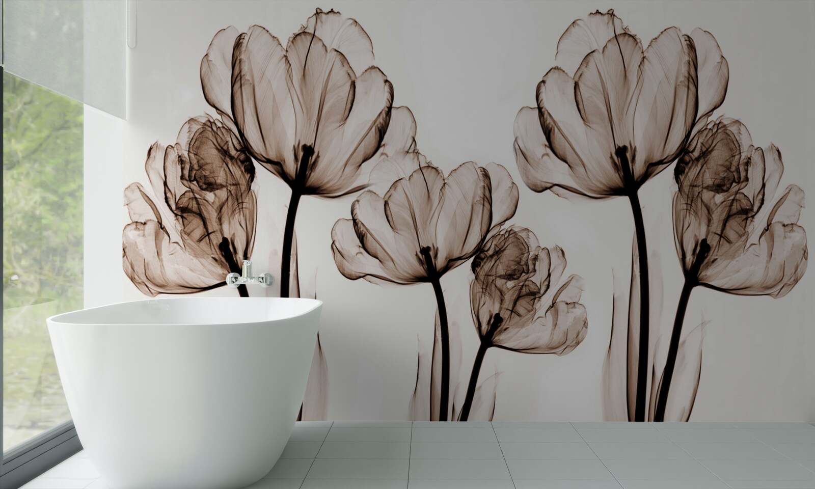 Fototapeten Zarte und anmutige Blumen mit transparenten Knospen