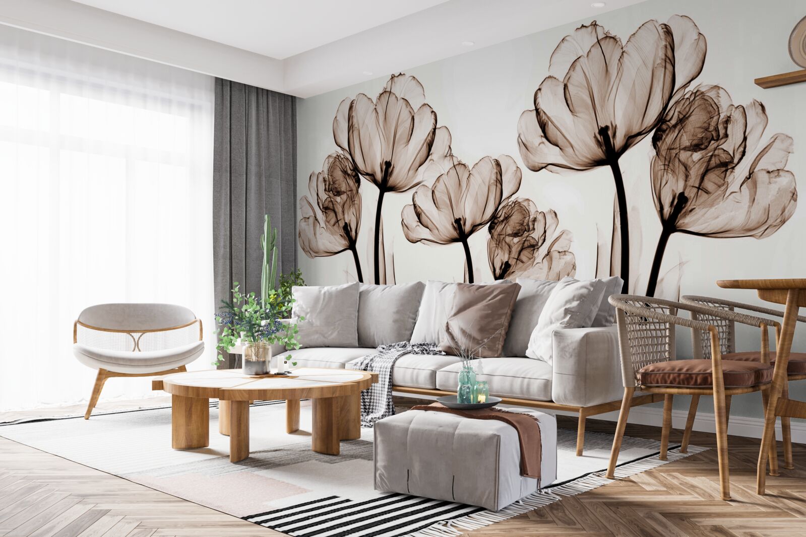 Fototapeten Zarte und anmutige Blumen mit transparenten Knospen