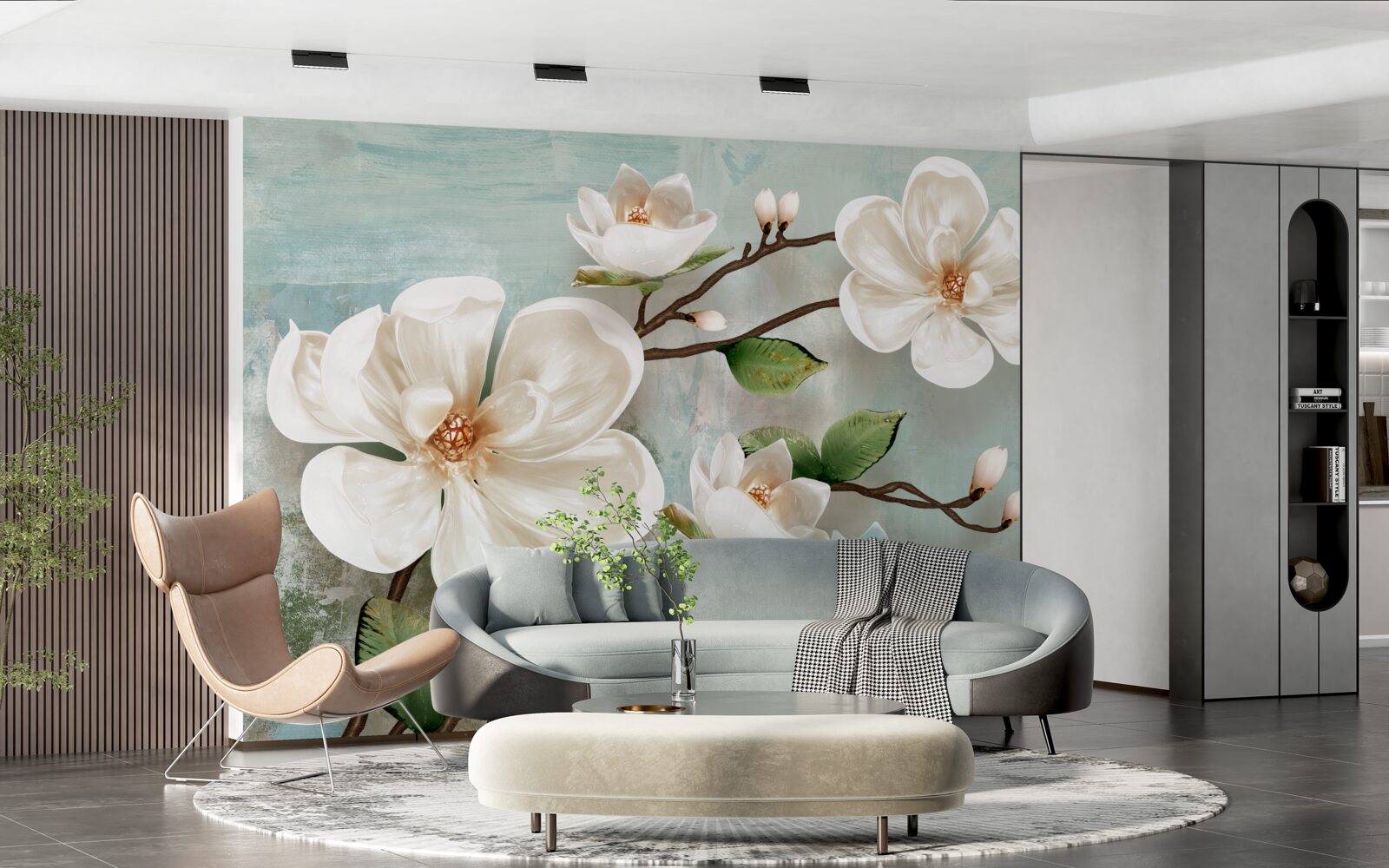 Fototapeten Ein Haufen schneeweißer Orchidee in Farben
