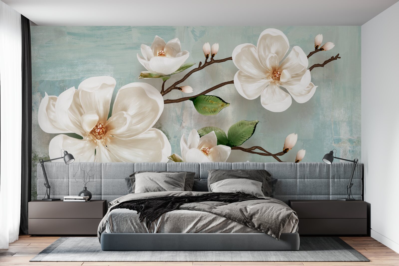 Fototapeten Ein Haufen schneeweißer Orchidee in Farben