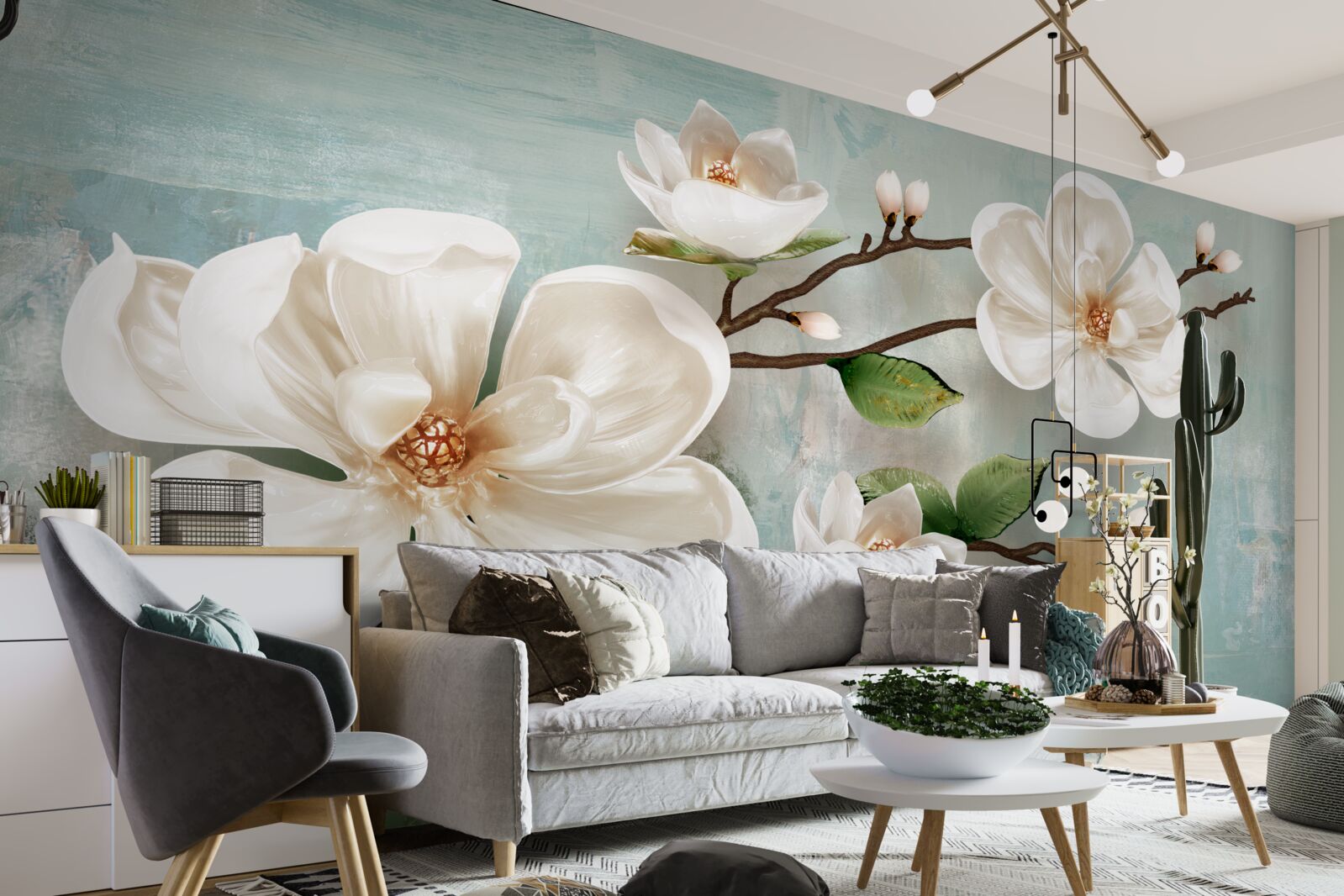 Fototapeten Ein Haufen schneeweißer Orchidee in Farben