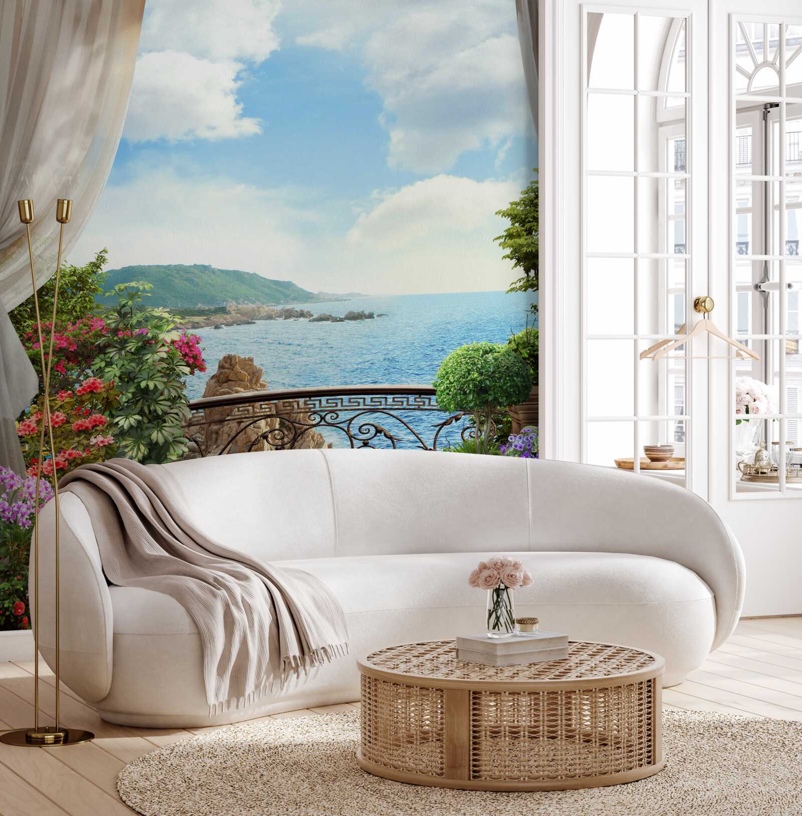 Fototapeten Loggia mit einem malerischen Ozeanpanorama