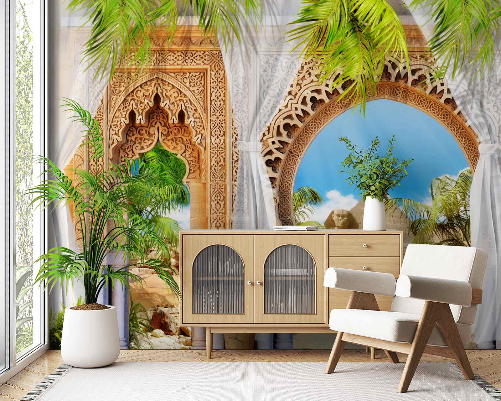 Fototapeten Runde orientalische Bögen mit einer wunderbaren Aussicht