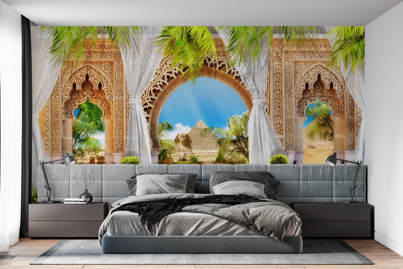Fototapeten Runde orientalische Bögen mit einer wunderbaren Aussicht