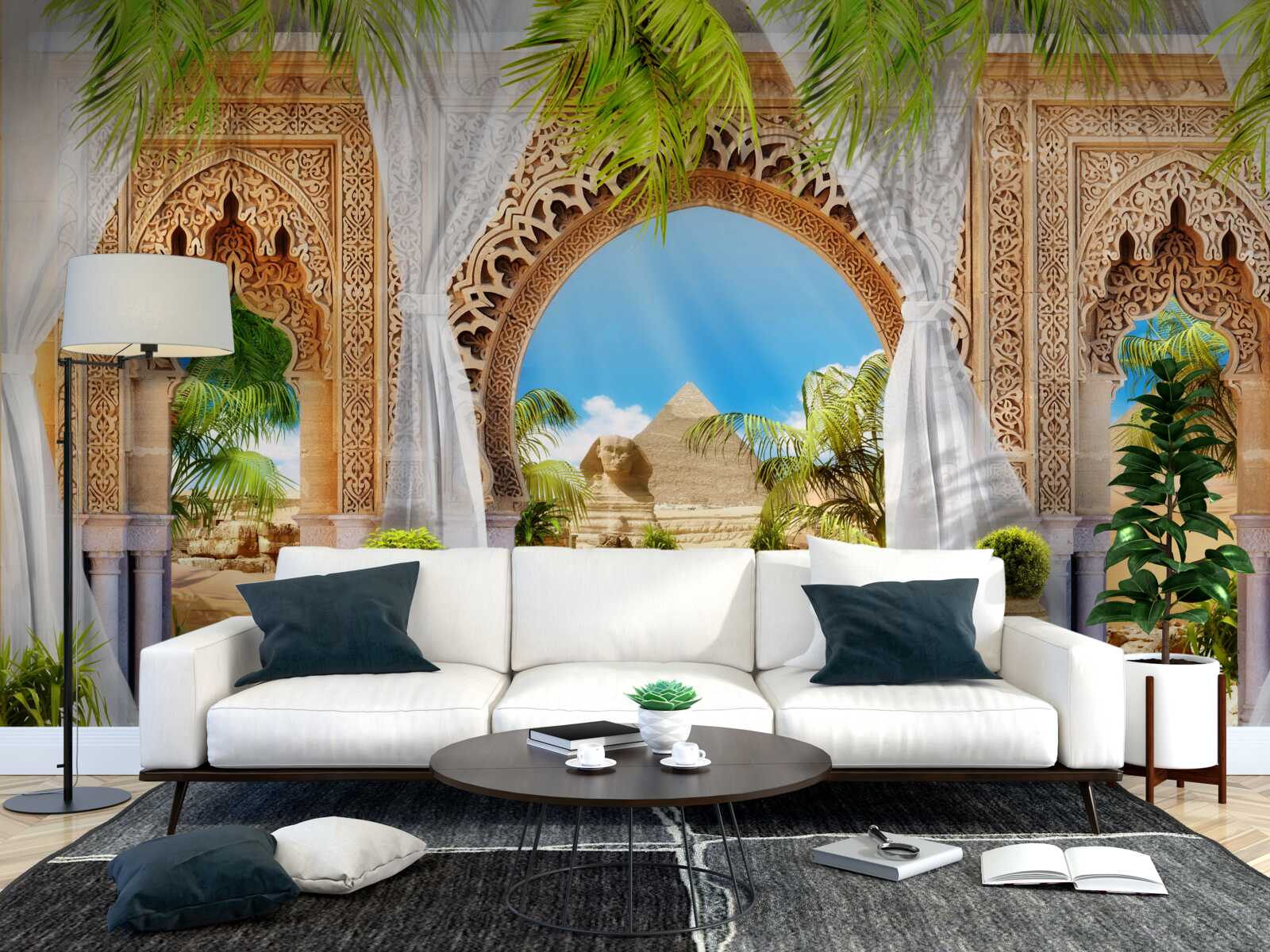 Fototapeten Runde orientalische Bögen mit einer wunderbaren Aussicht
