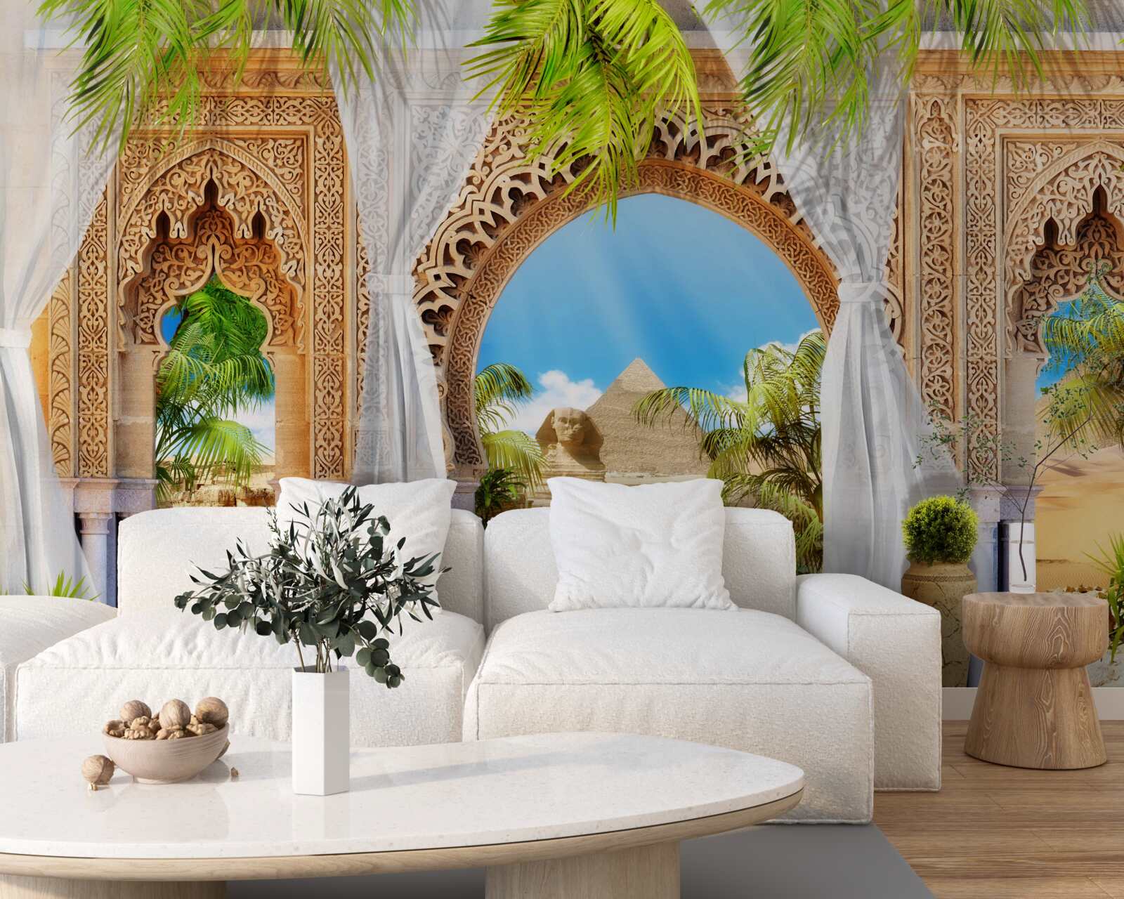 Fototapeten Runde orientalische Bögen mit einer wunderbaren Aussicht