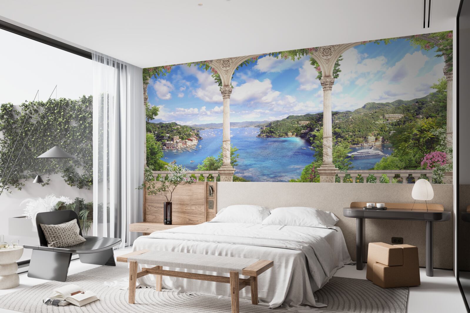 Fototapeten Eine Aussichtsplattform mit wunderschönen Aussicht auf die natürliche Landschaft