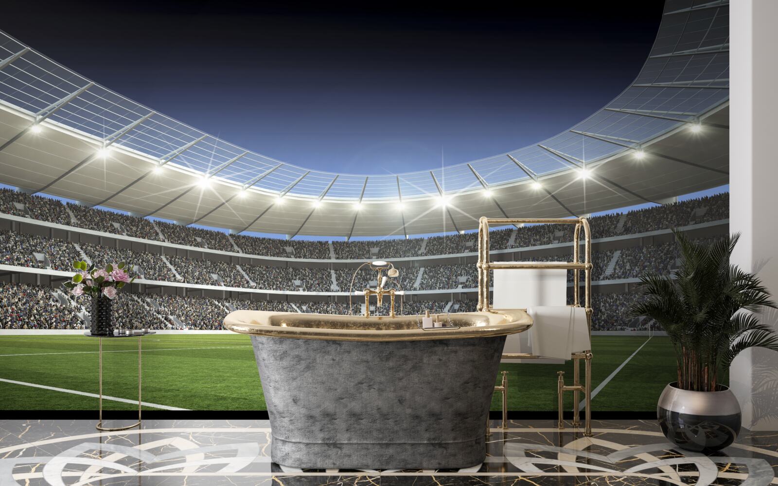 Fototapeten Das Stadion bereitet sich auf die Ankunft von Spielern vor