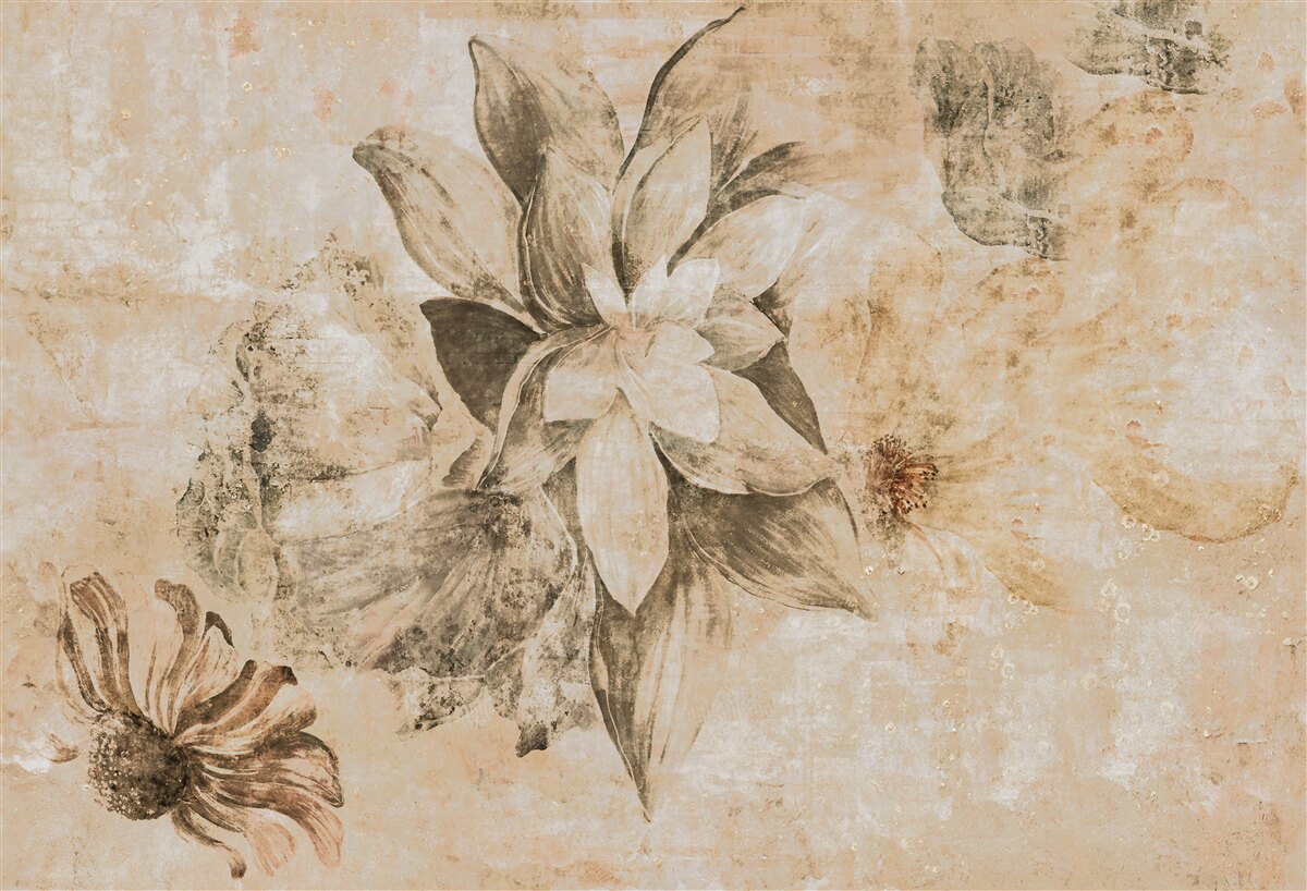 Fototapeten Blumen mit einer zarten Textur auf einem braunen Hintergrund