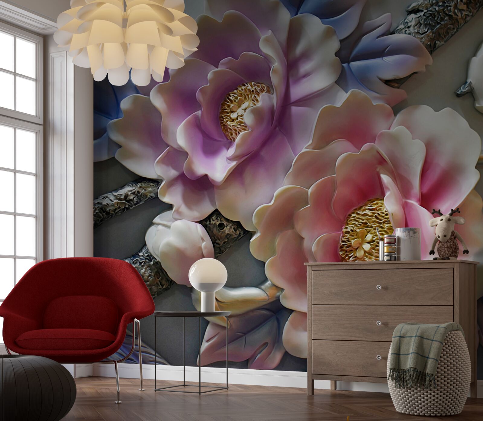 Fototapeten Blütenblüten in rosa und lila