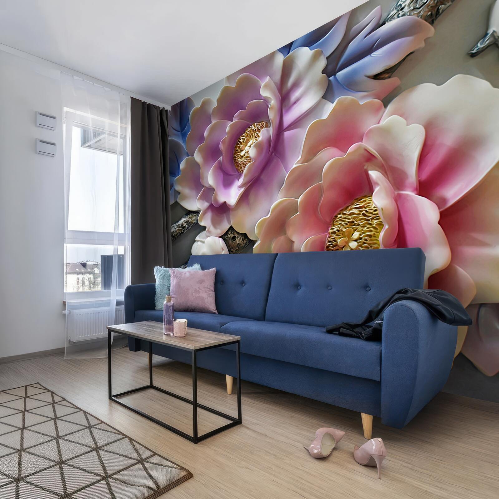 Fototapeten Blütenblüten in rosa und lila