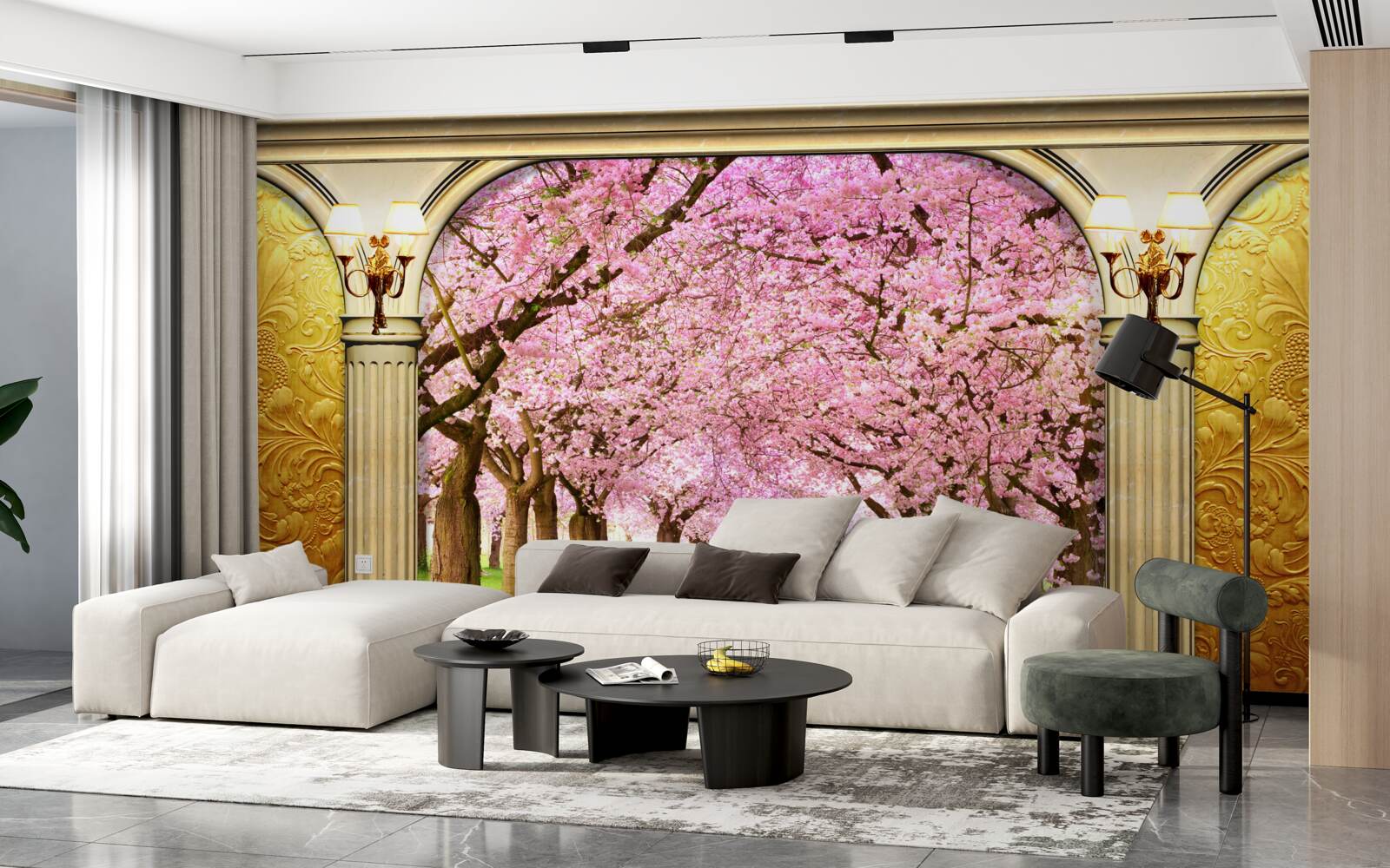 Fototapeten Der Gewölbe, der zu Aleja Sakura führt