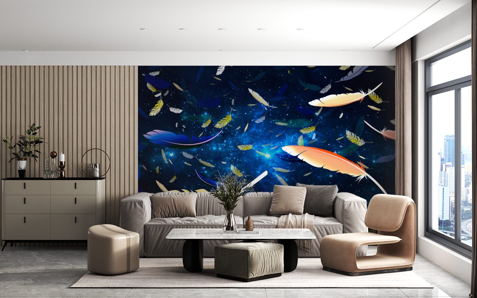 Fototapeten Der Wirbel der leichten Federn im Abgrund des Universums
