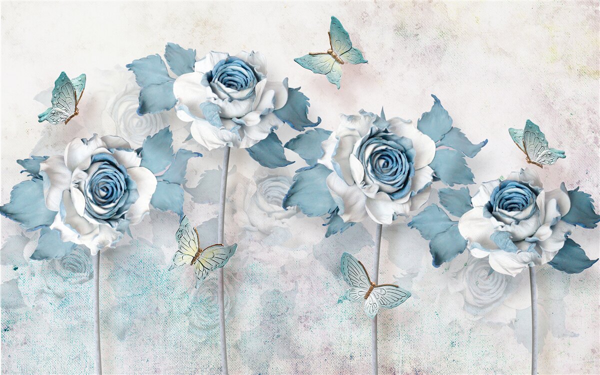Fototapeten Dankbare Rosen aus Textilien und Schmuck mit Motten